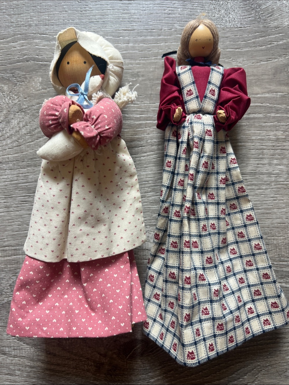 Vintage Handcrafted Wooden Country Women Dress Goose Home Decor 90’s Lot